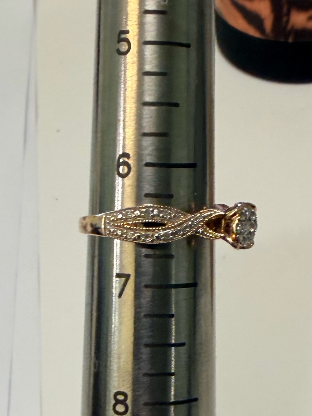Vintage-Inspired Rose Gold and Diamond 10k Magic Glo Engagement Ring sz 6.5 - Picture 4 of 5